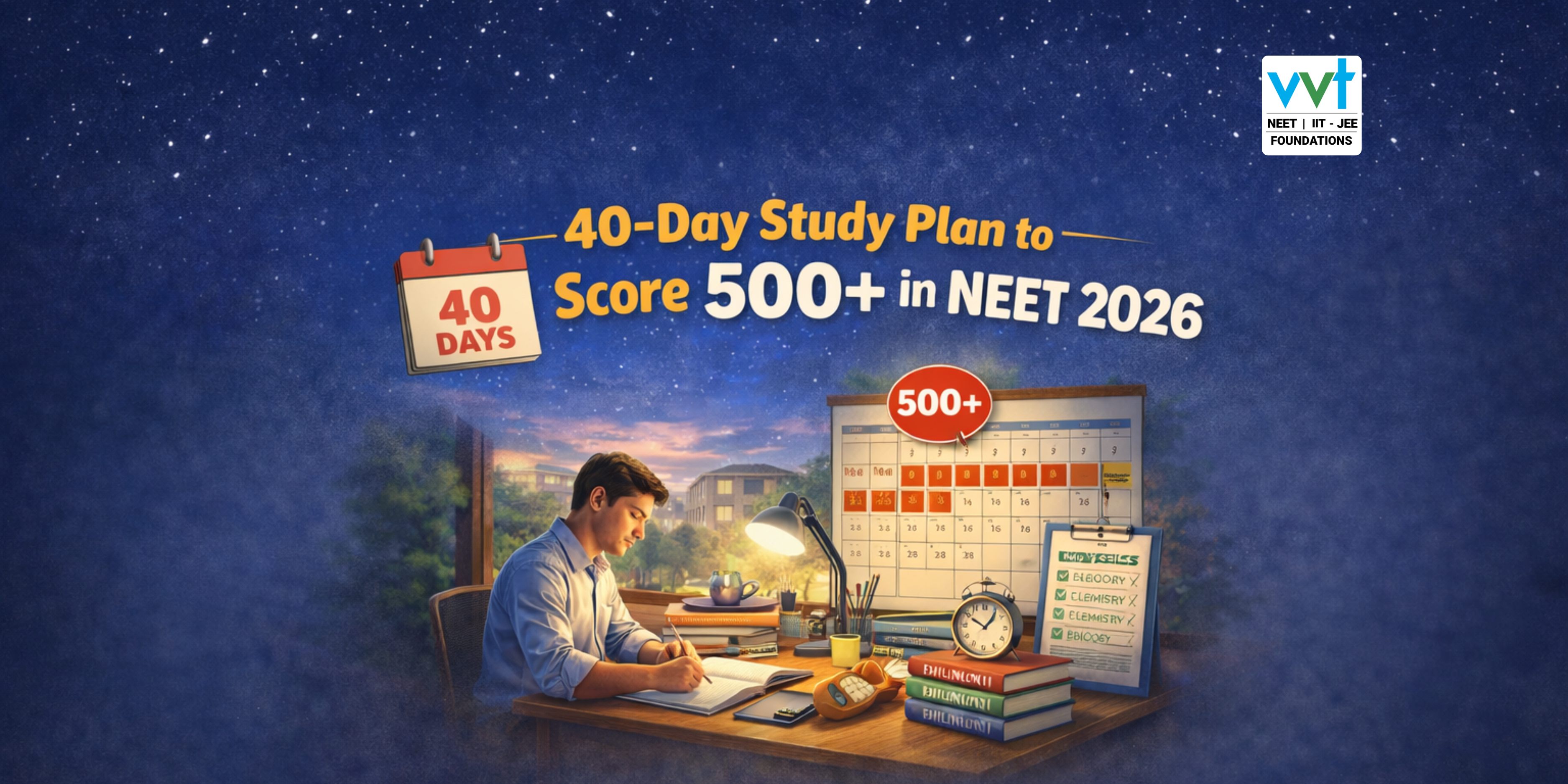 40-Day Study Plan to Score 500+ in NEET 2026 | VVT Coaching