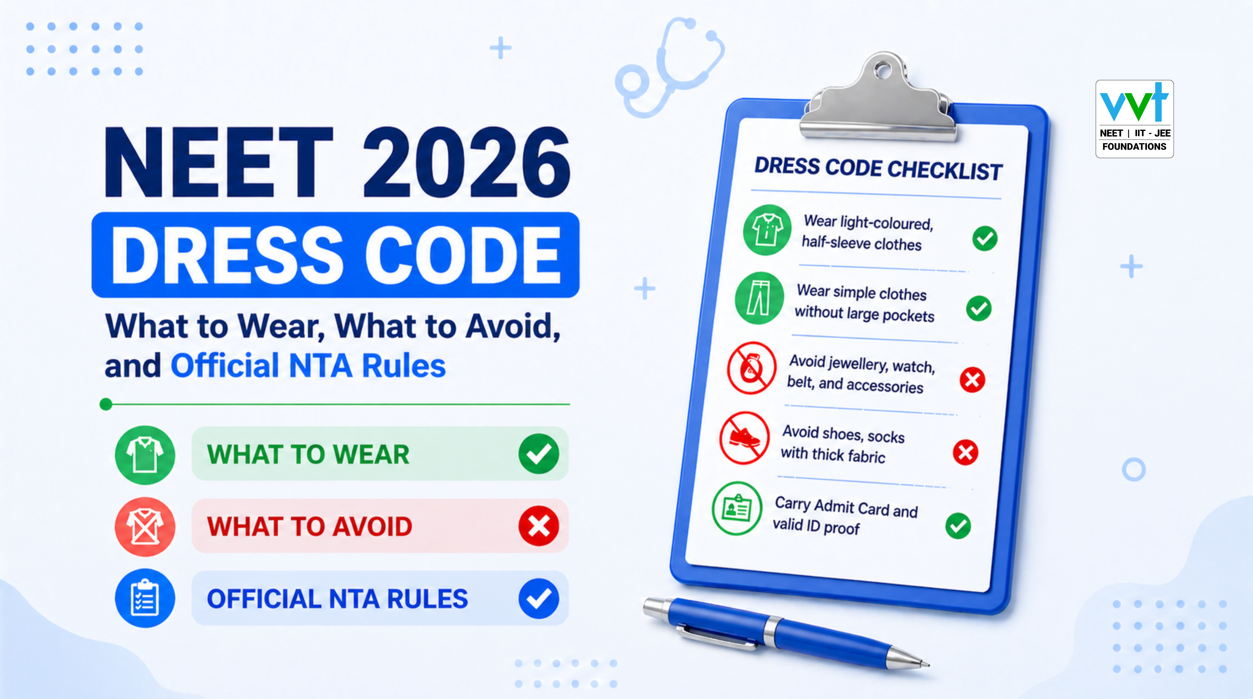 NEET Dress Code 2026: What to Wear and Official NTA Rules